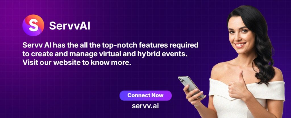 Servv AI call to action for micro-influencers to create and manage virtual and hybrid events